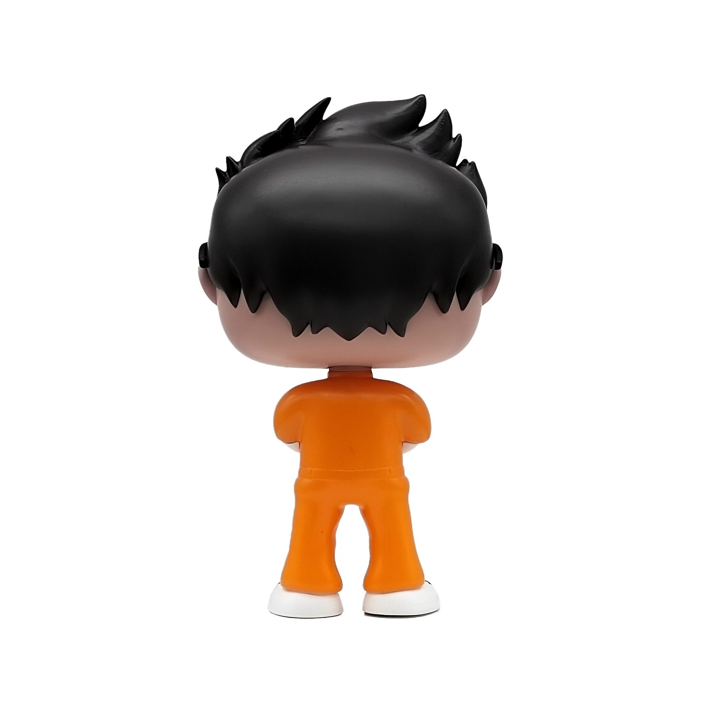 Ian Bick host of Locked In figurine with black hair and orange outfit on a white background